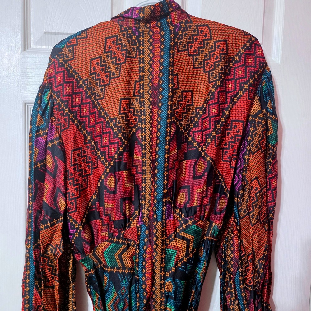 Farm Rio Women L Yawanawa Stripes Midi Dress Multi Color Boho Sustainable NWT - Picture 13 of 16